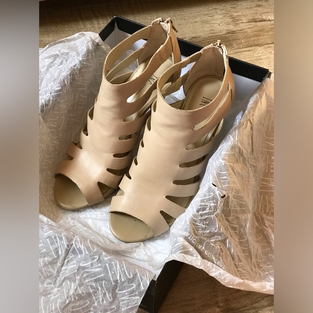 Nude Tan Cream Beige Gladiator Strappy Heels I.N.C
